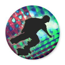 Red Green & Blue Abstract Boxes  Skateboard Magnet
