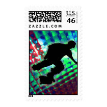 Red Green & Blue Abstract Boxes  Skateboard Stamp