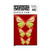red green butterfly postage