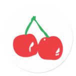 red green cherry illustration round stickers