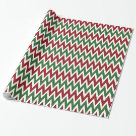 Red Green Chevron Christmas Holiday Wrapping Paper