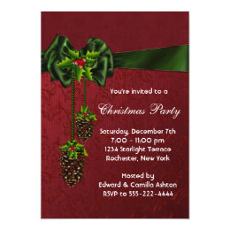 Red Green Christmas Holiday Party 5x7 Paper Invitation Card