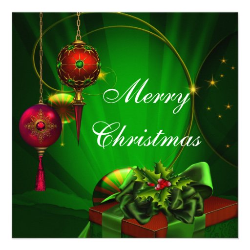 Red Green Christmas Holiday Party Personalized Invites