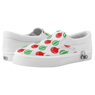 Red Green Christmas Ornaments Printed Shoes