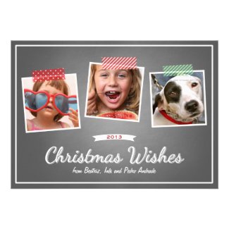 Red Green Christmas Photo Washi Tape Chalk Holiday Announcement