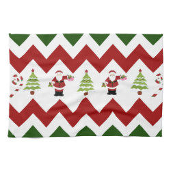 Red Green Christmas Tree Santa Chevron Pattern Towels