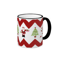 Red Green Christmas Tree Santa Chevron Pattern Mug