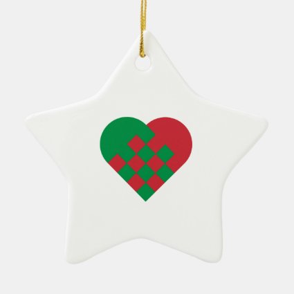 Red Green Danish Heart Christmas Ornaments