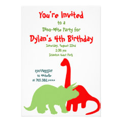 Red & Green Dinosaur Birthday Party Invitations
