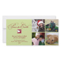 Red green dove peace on earth holiday greeting photocard