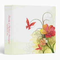 Red green flowers   butterfly wedding avery binder