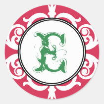 Red green goth punk monogram initial wedding favor stickers