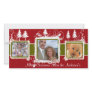 Red Green Grunge Pine Swirls Holiday Family Photo Customized Photo Card