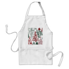 Red Green Holiday Christmas Tree Pattern Apron