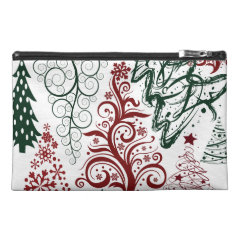 Red Green Holiday Christmas Tree Pattern Travel Accessories Bags