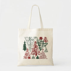 Red Green Holiday Christmas Tree Pattern Bags
