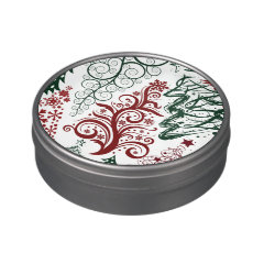 Red Green Holiday Christmas Tree Pattern Candy Tins