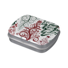 Red Green Holiday Christmas Tree Pattern Jelly Belly Candy Tins