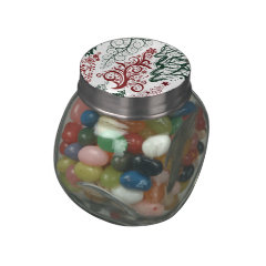 Red Green Holiday Christmas Tree Pattern Jelly Belly Candy Jars