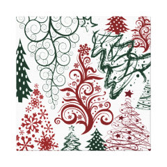 Red Green Holiday Christmas Tree Pattern Canvas Prints