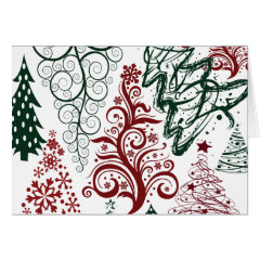 Red Green Holiday Christmas Tree Pattern Card