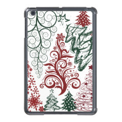 Red Green Holiday Christmas Tree Pattern Case For iPad Mini