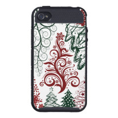 Red Green Holiday Christmas Tree Pattern iPhone 4 Cover
