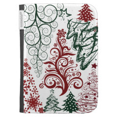 Red Green Holiday Christmas Tree Pattern Cases For Kindle