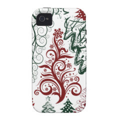 Red Green Holiday Christmas Tree Pattern Case-Mate iPhone 4 Case
