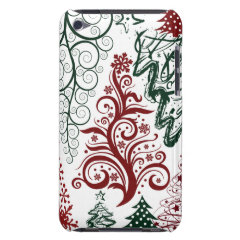 Red Green Holiday Christmas Tree Pattern iPod Touch Case