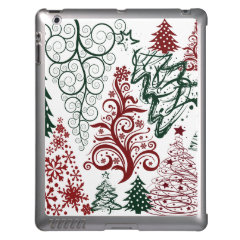 Red Green Holiday Christmas Tree Pattern Case For iPad