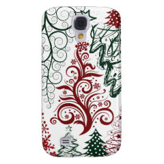 Red Green Holiday Christmas Tree Pattern Galaxy S4 Covers