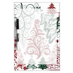 Red Green Holiday Christmas Tree Pattern Dry Erase Whiteboard