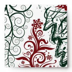 Red Green Holiday Christmas Tree Pattern Envelope
