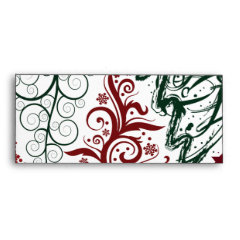 Red Green Holiday Christmas Tree Pattern Envelopes