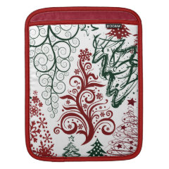 Red Green Holiday Christmas Tree Pattern Sleeves For iPads