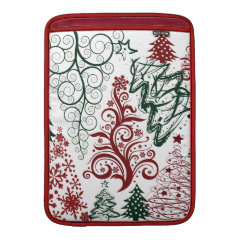 Red Green Holiday Christmas Tree Pattern MacBook Air Sleeve