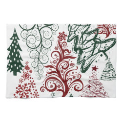 Red Green Holiday Christmas Tree Pattern Kitchen Towel