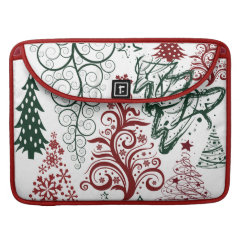 Red Green Holiday Christmas Tree Pattern Sleeves For MacBooks