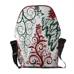 Red Green Holiday Christmas Tree Pattern Messenger Bags