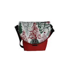 Red Green Holiday Christmas Tree Pattern Courier Bag