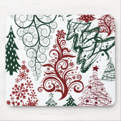 Red Green Holiday Christmas Tree Pattern Mouse Pad
