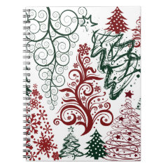Red Green Holiday Christmas Tree Pattern Notebook