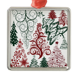 Red Green Holiday Christmas Tree Pattern Ornament