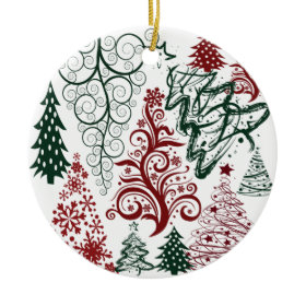 Red Green Holiday Christmas Tree Pattern Christmas Ornament