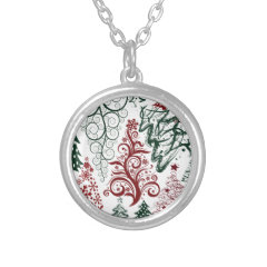Red Green Holiday Christmas Tree Pattern Pendants