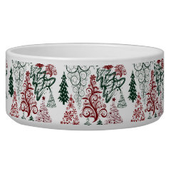 Red Green Holiday Christmas Tree Pattern Pet Bowls