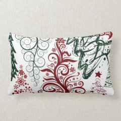 Red Green Holiday Christmas Tree Pattern Pillow