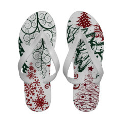 Red Green Holiday Christmas Tree Pattern Sandals