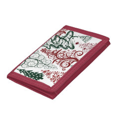 Red Green Holiday Christmas Tree Pattern Trifold Wallet